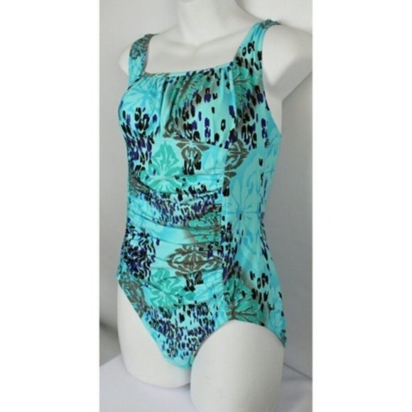 Tummy control Blue One Piece Swimsuit Sz.10 Swim - Picture 9 of 14